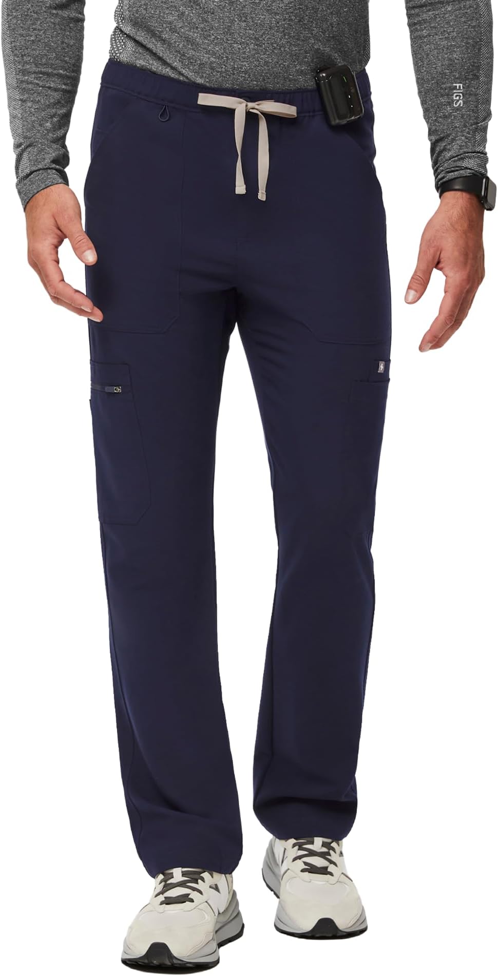 Cairo Cargo Scrub Pants for Men โ Classic Straight Leg Fit, 9 Pockets, 4-Way Stretch, Anti-Wrinkle Menโs Scrub Pants, Navy Blue, Medium
