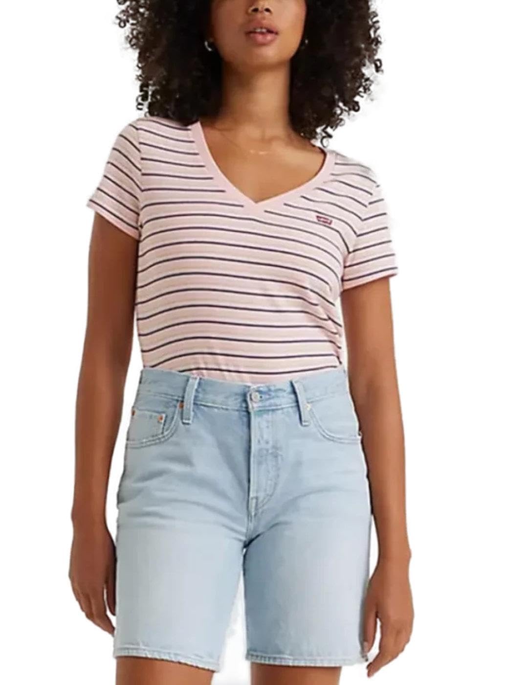 Levi's Perfect V-Neck Multi-Colour, Cool Stripe Chalk Pi, XXS