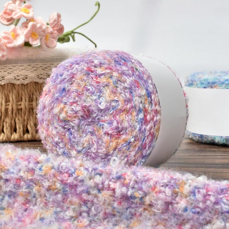 5-10 Piezas de Hilo bouclé de Colores de 100 g, Hilo de Lana para Tejer a Mano, para Hacer Bufandas, Gorros, suéteres y Mantas de Ganchillo