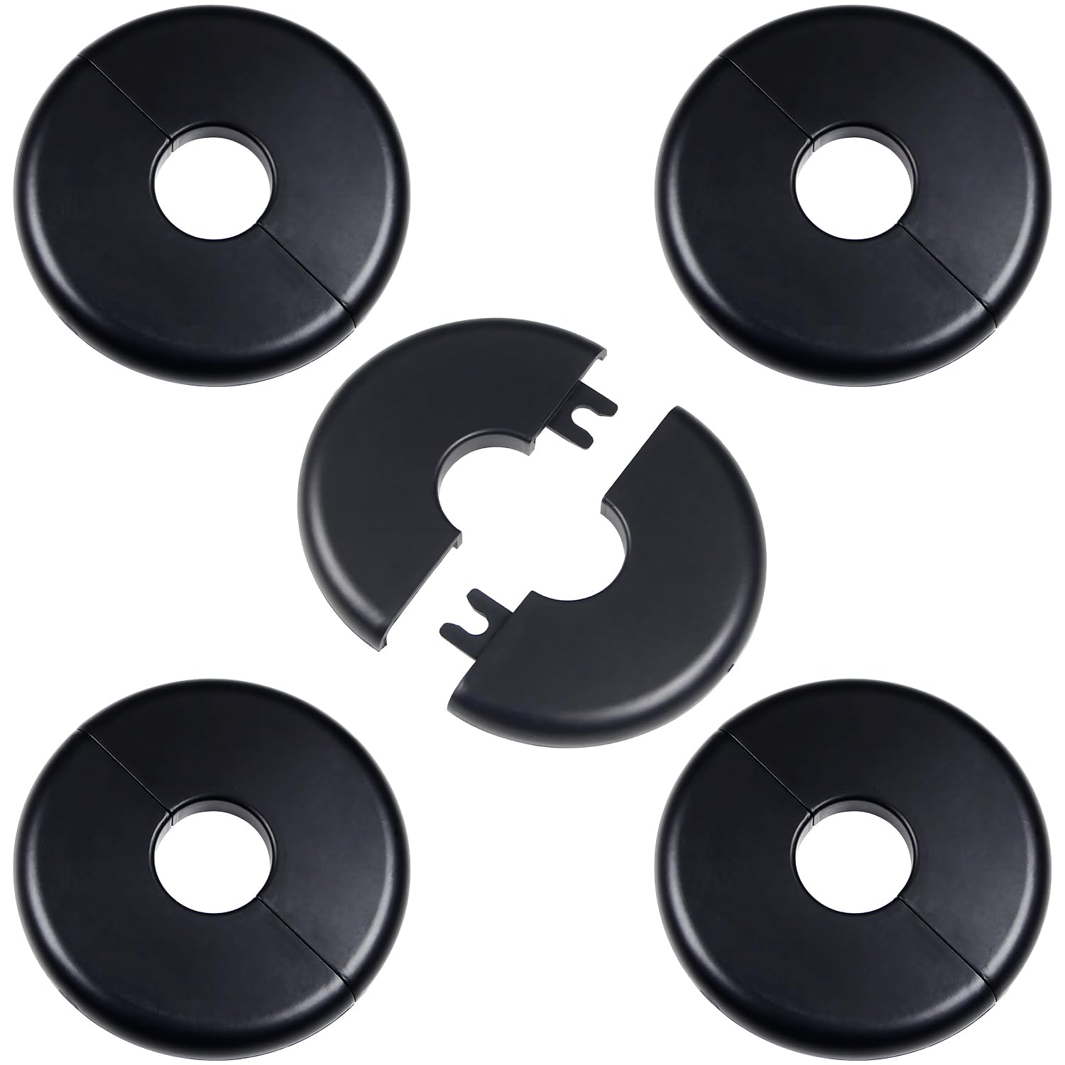 5Pcs Self-Adhesive Split Flange for 0.87" Pipe, ABS Round Escutcheon Plate