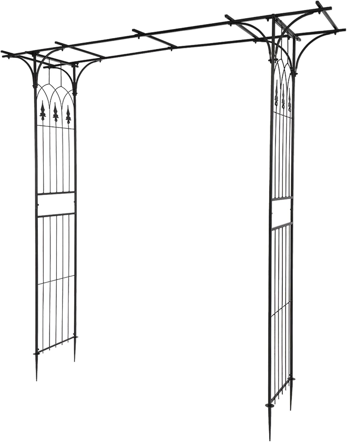 BILEK 85" H×60" W Metal Garden Arch Wedding Backdrop Stand Arch Arbor w/Beautiful Decoration Patterns Trellis Wall, Easy to Assemble, Ideal Choice for Climbing Plants, Wedding,Outdoor Patio Décor