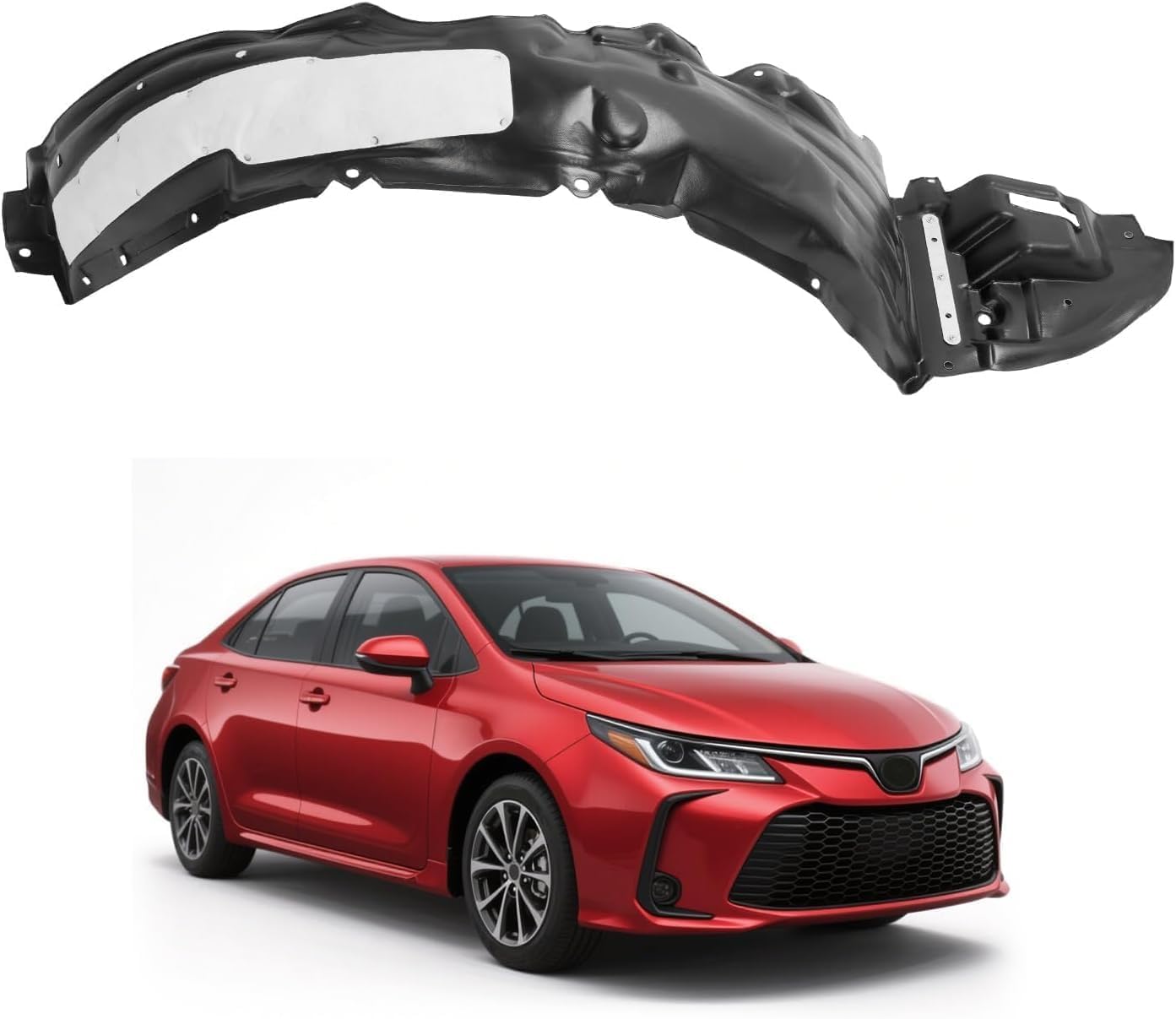 ECOTRIC Front Right Fender Liner Compatible with 2017-2019 Toyota Corolla W/Insulation Foam Replacement for 5387502610 TO1249210 Inner Wheel Liner Splash Passenger Side