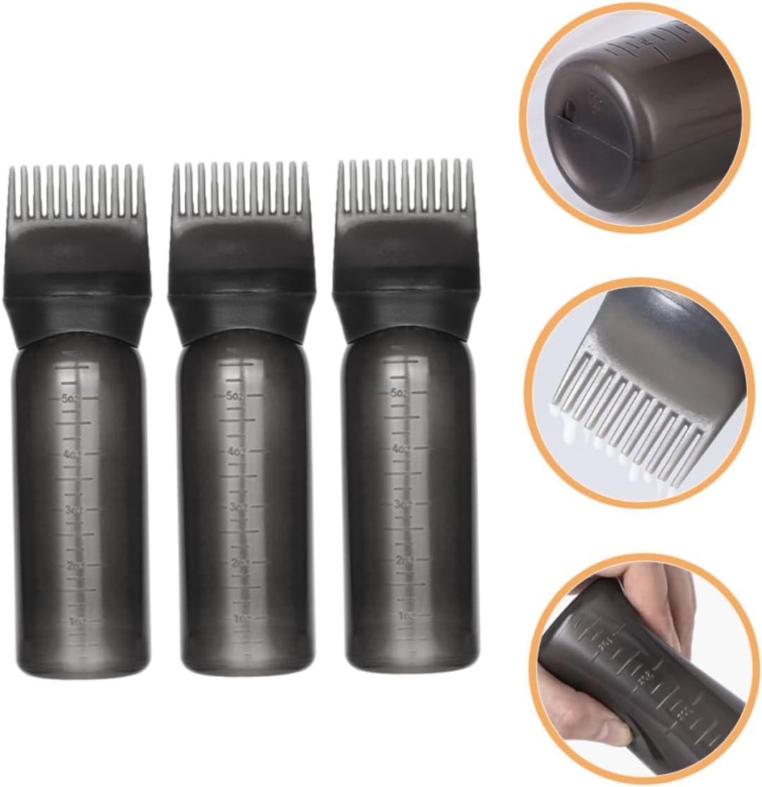 3Pcs Root Comb Applicator Bottle for Hair Dyeing Hair Color Application Bottles with Graduated Scale Durable and Reusable Hair Dye Comb Bottles for Easy Use