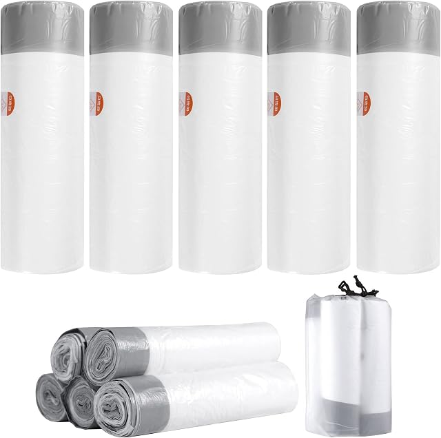 5 Rolls 20L Bin Bags Bin Liners Drawstring Rubbish Bags, Small Bin Bags Degradable Trash Bags Unscented Indoor Garbage Bags for Bedroom Kitchen Office 50x55cm, 20L