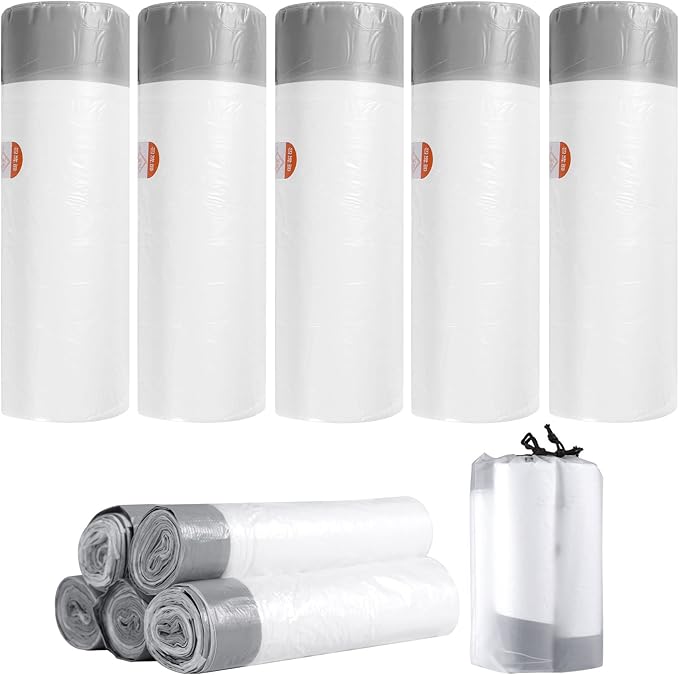 5 Rolls 20L Bin Bags Bin Liners Drawstring Rubbish Bags, Small Bin Bags