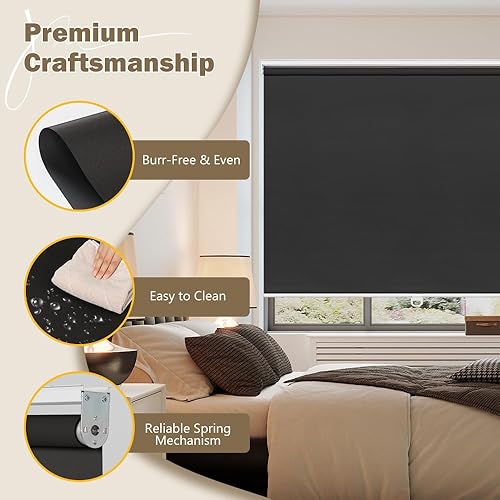 Miniatura 5 de SEEYE Persianas enrollables opacas sin cordón, para ventana, impermeable, con aislamiento térmico, protección UV, para el hogar, cocina, baño,