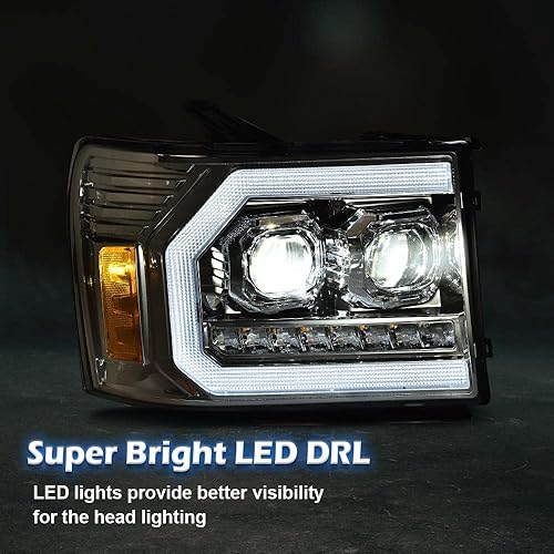 Vista 104 de PIT66 Conjunto de faros delanteros compatible con GMC Sierra 1500 2500HD 3500HD 3500HD 2007-2013, faros halógenos laterales del conductor