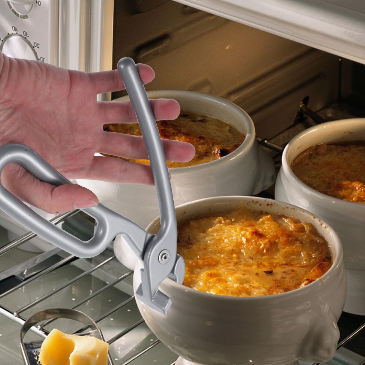 Pinza de cacerola, pinza de aluminio para pizza, abrazadera de olla de piedra para tazón, plato, bandeja 3