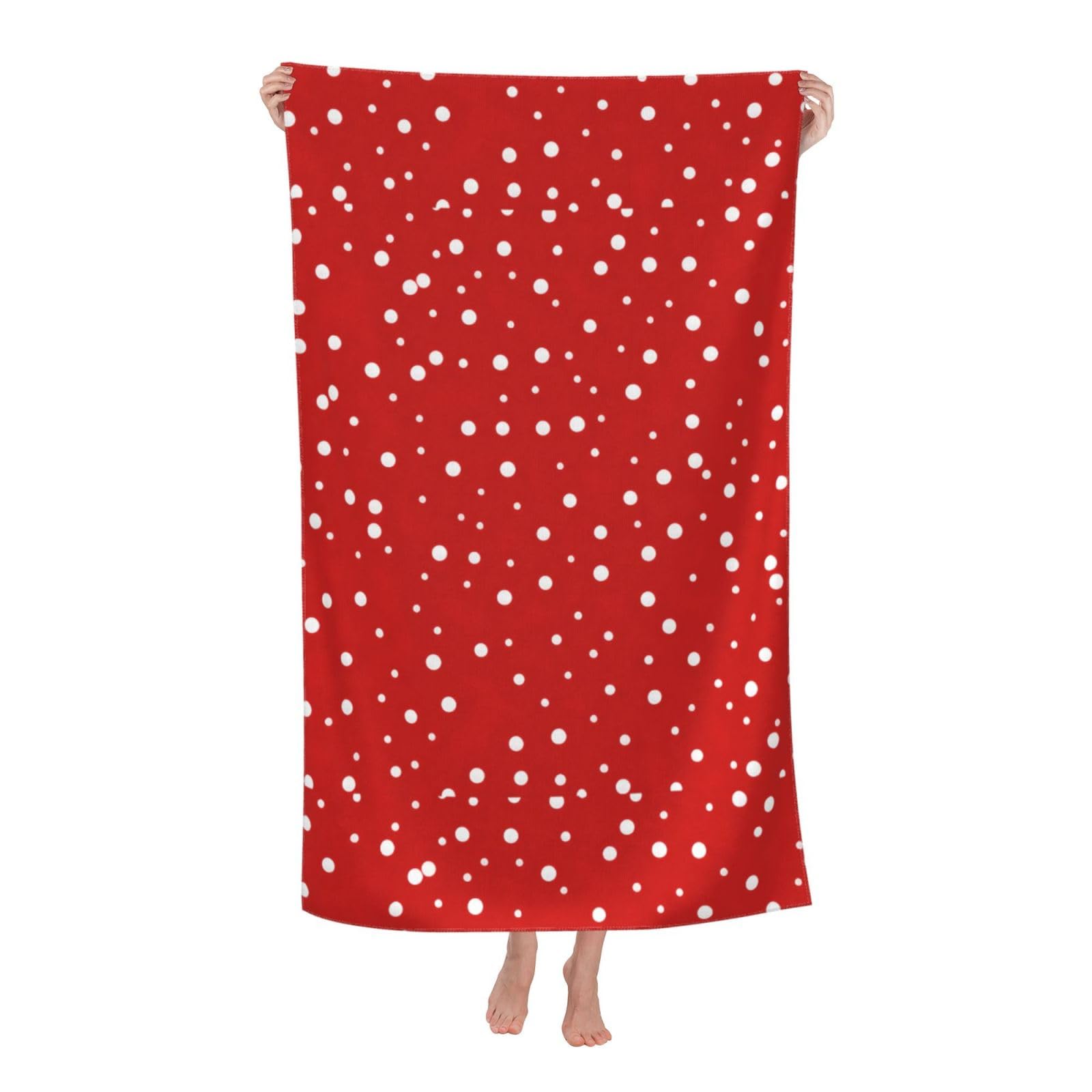 Cbaaghh Red And White Polka Dots Print Adult Beach Towels,Beach & Pool Towel,Beach Towels,Towels For Camping