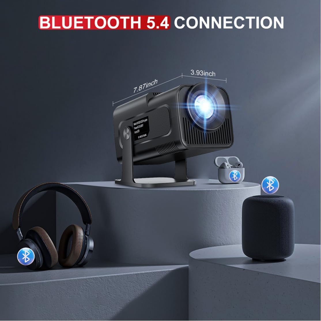 Salange Smart Projector Compatible with Netflix, 4K/1080P Native, Mini Portable Outdoor Movie Projectors, WiFi & Bluetooth, Built in Apps, Auto Keystone, Short Throw (2026 Upgrade)