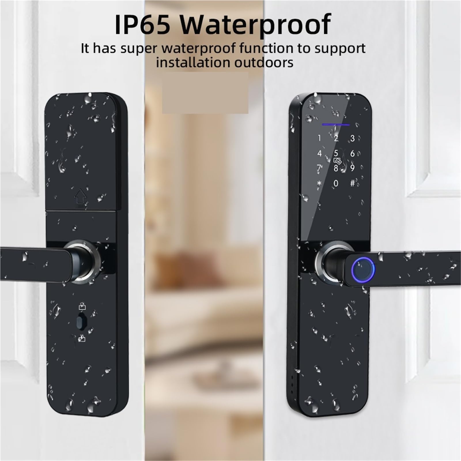 Wodoodporny zamek IP65 Elektroniczny inteligentny do drzwi z odciskiem palca/kartą inteligentną hasłem kluczem odblokowaniem aplikacji Biuro Handlowe(22x195R)