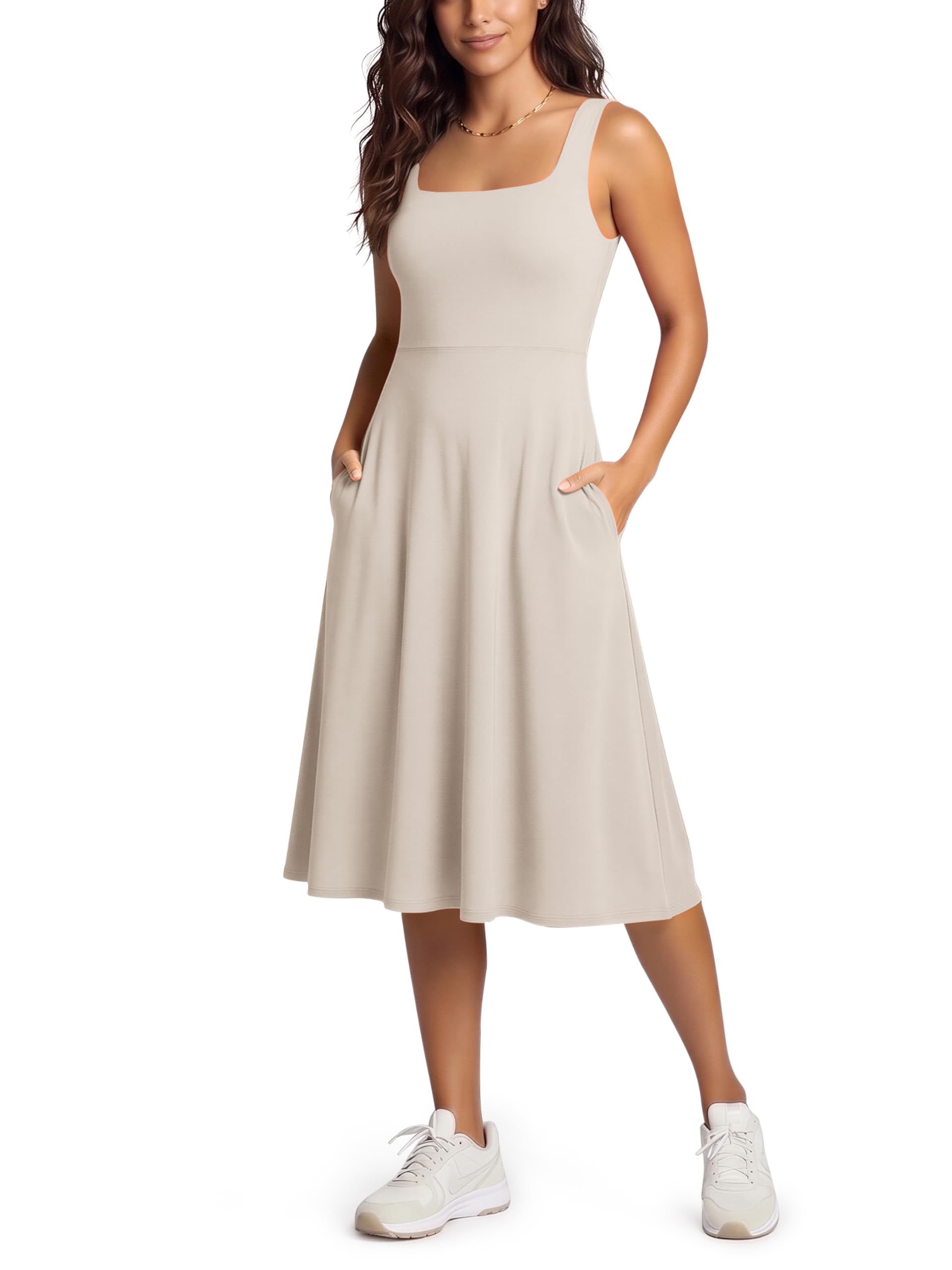 ODODOS Square Neck Midi Dress