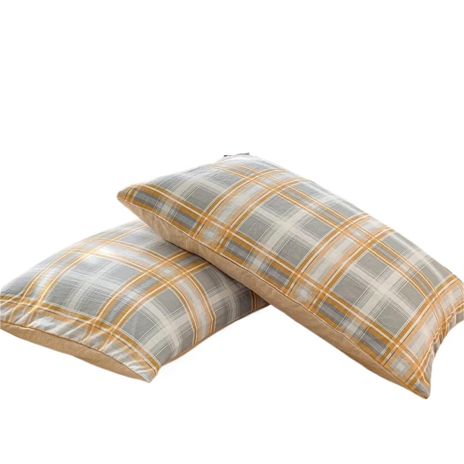 Pillowcase 2pcs Soft Pillowcases Rectangle Pillow Cover Plaid Style Pillowslip 48x74cm Cushion Covers Home Bed Case(Mouchin orange)