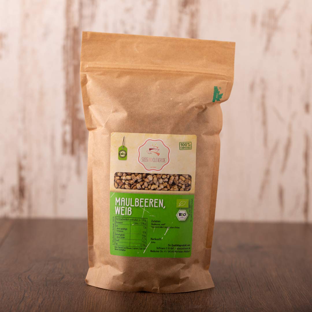 süssundclever.de® Bio Maulbeeren - weiß | 5 kg (5 x 1 kg) | 100% naturbelassen | plastikfrei und ökologisch-nachhaltig abgepackt