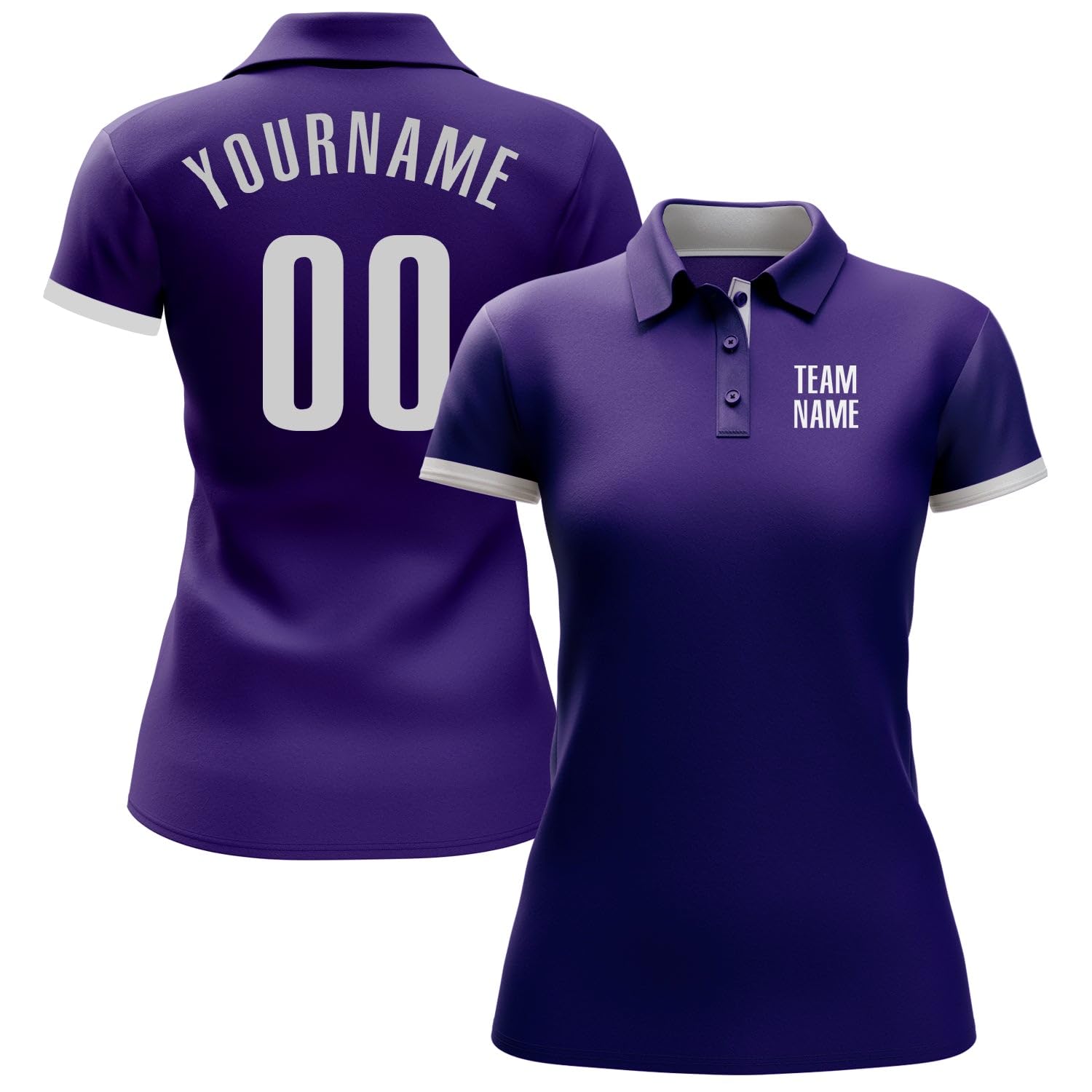 Generic Custom Darts Bowling Golf Polo Shirts for Men Women Youth, Purple White Personalized Golf Shirts Printed Name Number Logo