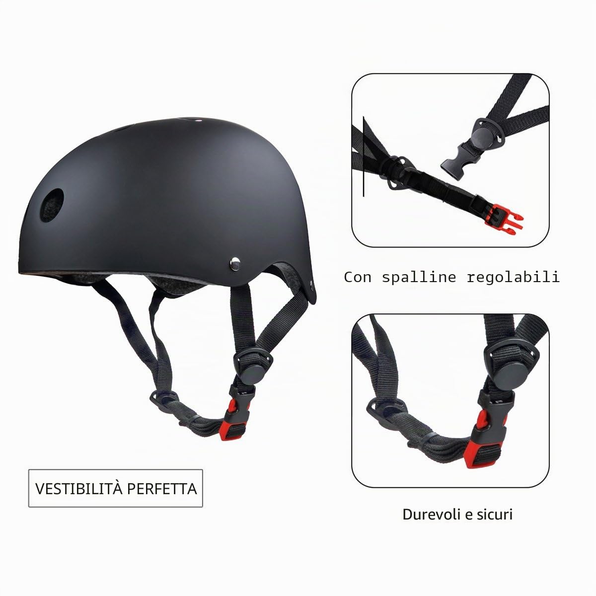 Casco di Kit di Protezioni 6 Pezzi Casco da BMX Pads genouillères di Gomito con protège-poignets per Patin, Bicicletta, Skateboard, Scooter