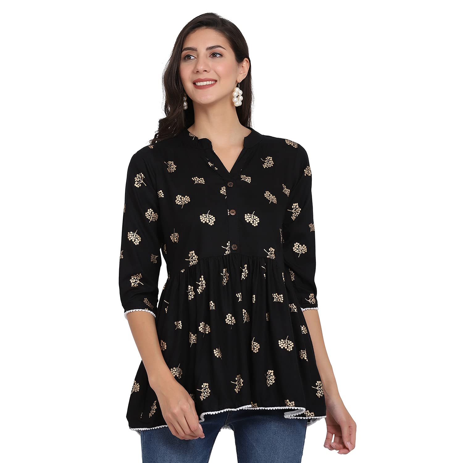 FEBIA  Women Rayon Flower Print Top