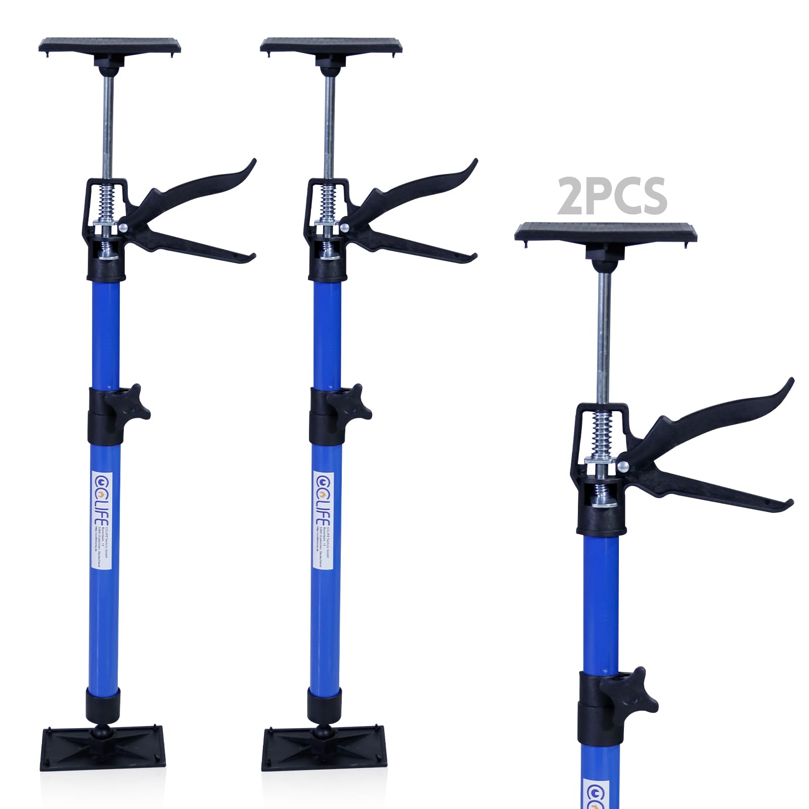 CCLIFE 2 piezas Puntales Techo Puntal Telescópico Soporte Techo Soporte Telescópico Extensible de 50-115 cm Carga hasta 30 kg Tensores de Puertas para Construcción Obras