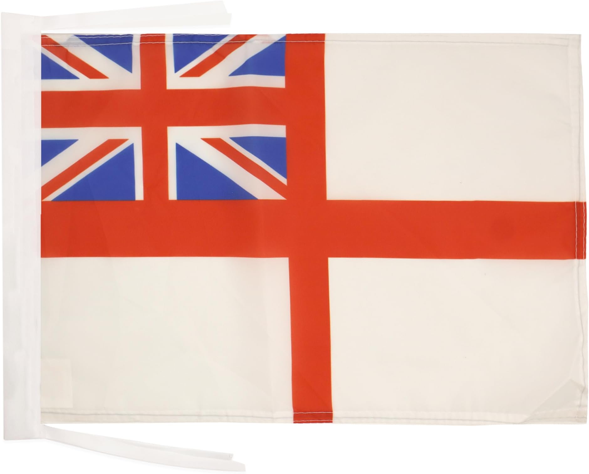 White Ensign Flag - 18'' x 12'' - 100% Polyester St George's - British Royal Navy ships Small Banner with Two Cords - Fade Resistant - Vivid Colors - 18x12 in - 45x30 Cm