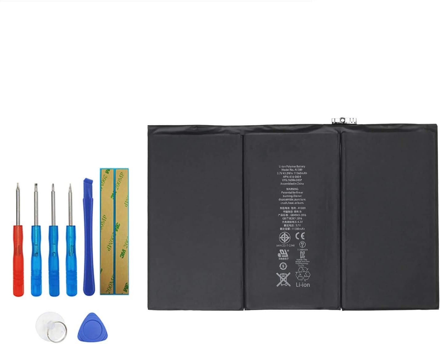 Upplus A1389 Battery Compatible for iPad 3 A1416, A1430 & iPad 4 A1458, A1459, A1460 616-0586, 616-0591, 616-0592, 616-0593