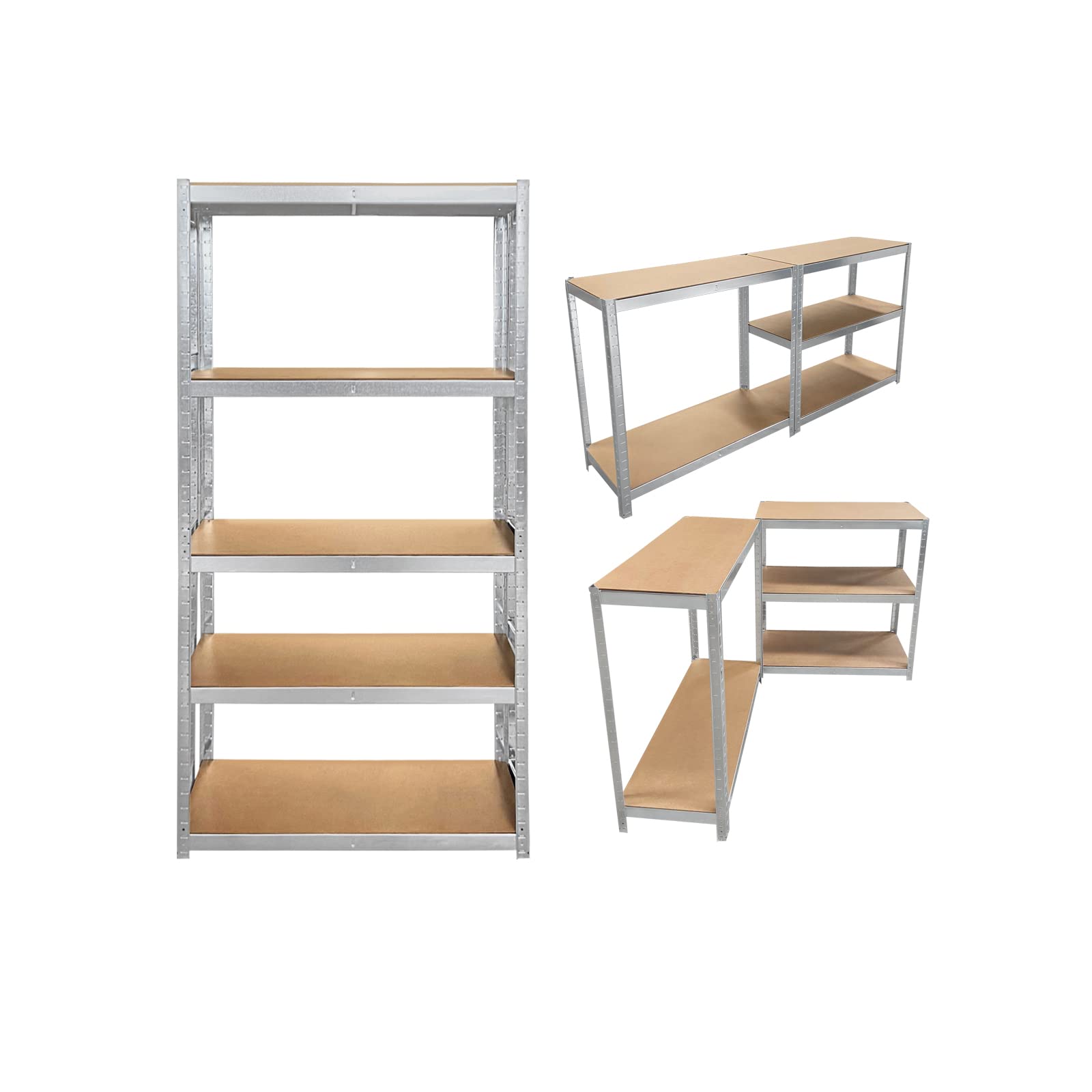 Banas Heavy Duty 5 Tier Boltless Metal Shelving Unit Greenhouse Garage Shed Home Office Storage Racking Shelves, Adjustable - Can be split into 2 smaller Shelf Units | 180x90x40cm, Galvanised