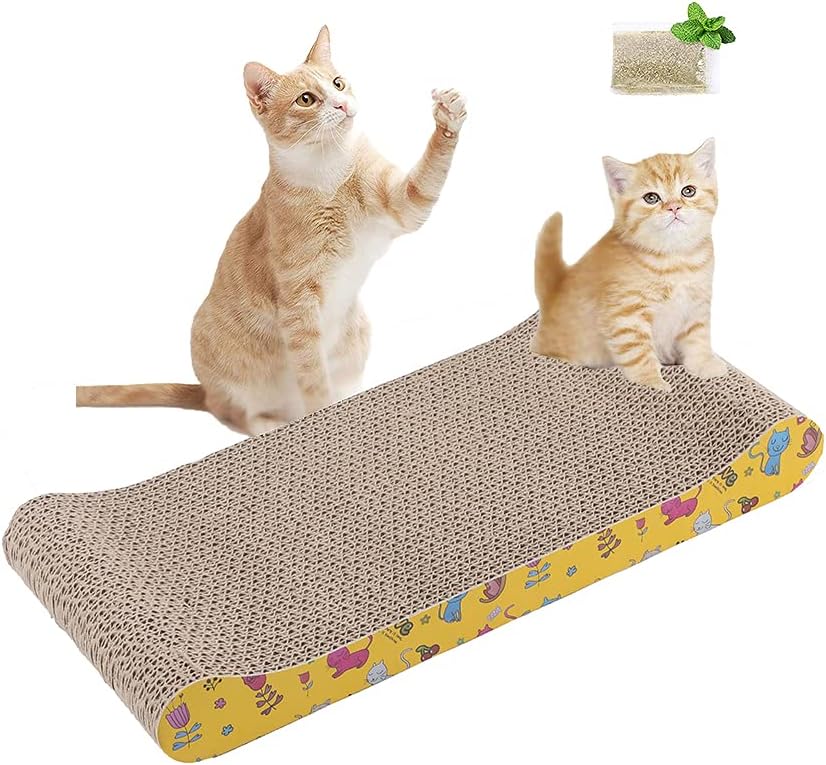BALYLAS Cat Scratchers, Cat Scratch Pad for Indoor Cats, Kitten Scratching Pad with Catnip，Cardboard Cat Scratcher for Furniture…