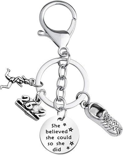 FUSTMW Llavero de corredor de regalo de maratón, joyería de maratón, regalos para correr
