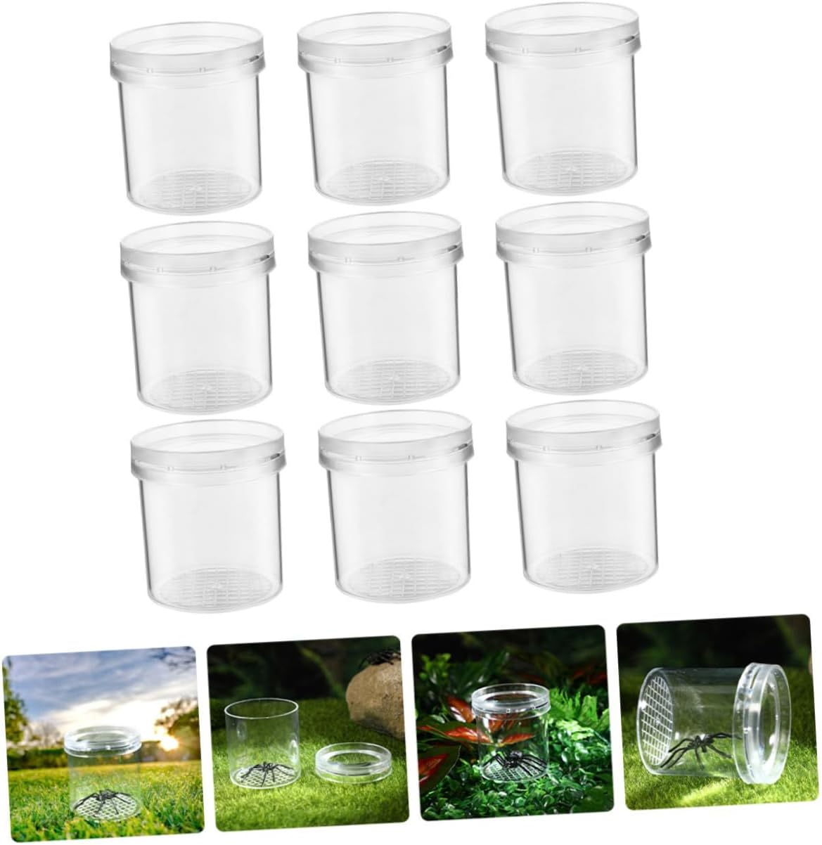 Milisten 9Pcs Magnifying Critter Containers for Insect Observation Portable Multi Function Insect Boxes Design with Measurement for Nature Exploration