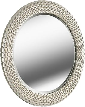 Wood Frame Wall Mirror, Vintage Decorative Hanging Mirror, Large Wall-Mounted Mirror for Vanity, Bathroom Or BedroomSilver,60cm/23.6in