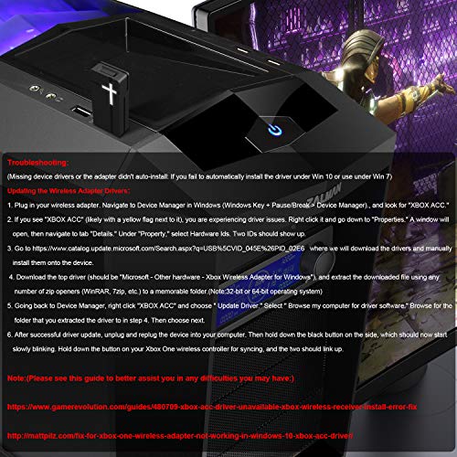 UKOR Wireless Adapter for Xbox One,Compatible with PC Windows 10, 8.1, 8, 7, fit for Xbox One Controller, Elite Series 2 and Xbox One X/S