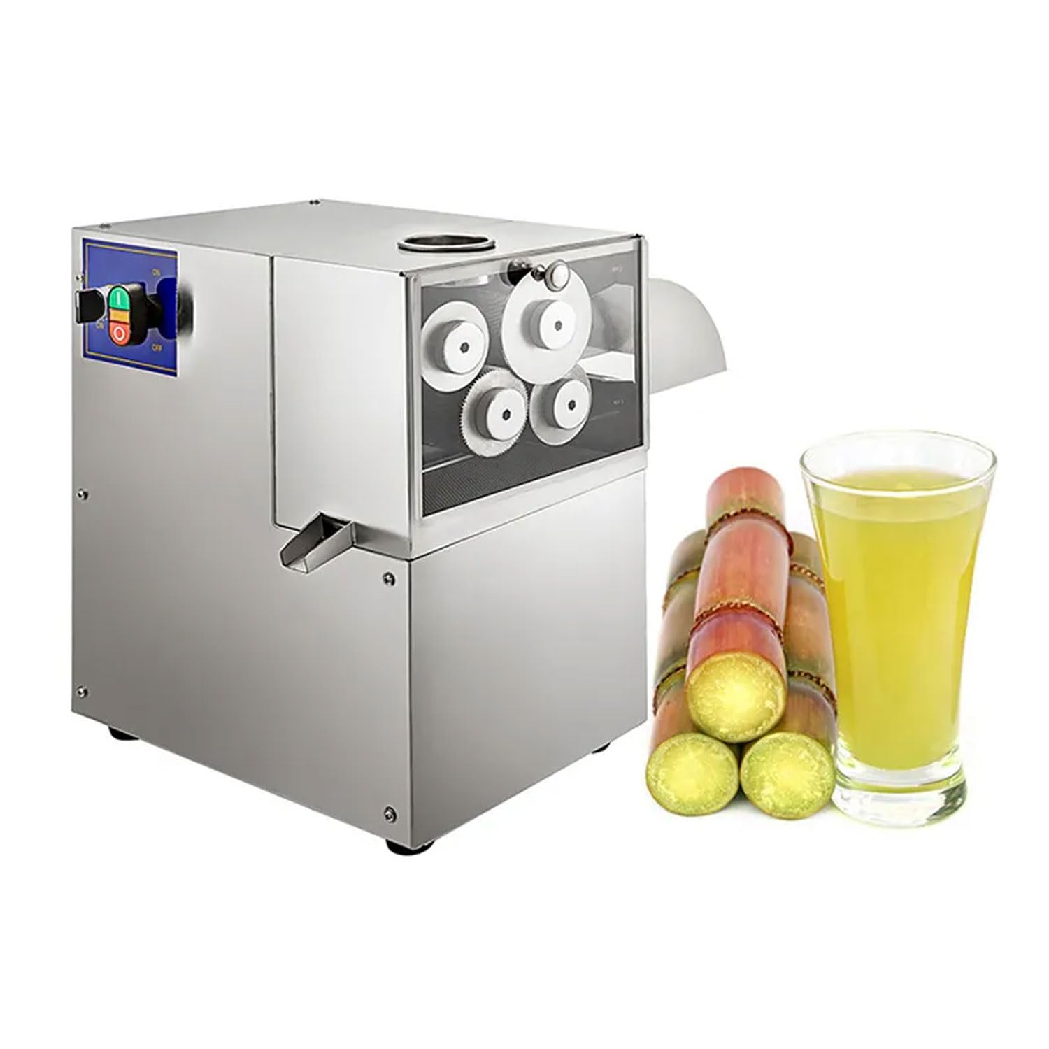 400W Commercial Sugarcane Juicer Stainless Steel Juicer Machine with 4 Rollers 661LBS H High Output Sugarcane Crushing Equipment