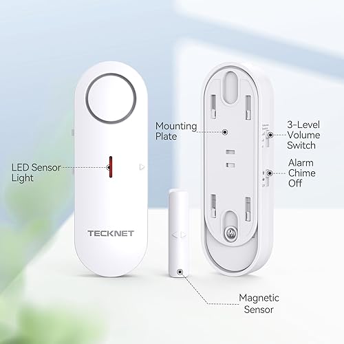 Miniatura 6 de TECKNET Alarmas de puerta para seguridad de los niños, alarma de ventana para piscina, alarma de puerta para seguridad del hogar, alarma 2 en 1 y