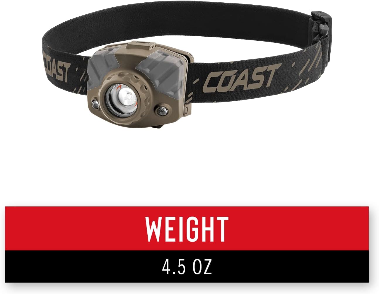 Coast® FL68 415 Lumen Tri-Color (White/Green/Red) LED Headlamp, Batteries and Hard Hat Clips Included