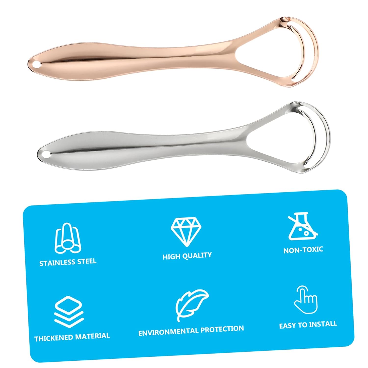 FRCOLOR 6pcs Double-layer Stainless Steel Tongue Scrapers Travel Cases Oral Cleaners to Reduce Bad Breath and Improve Taste