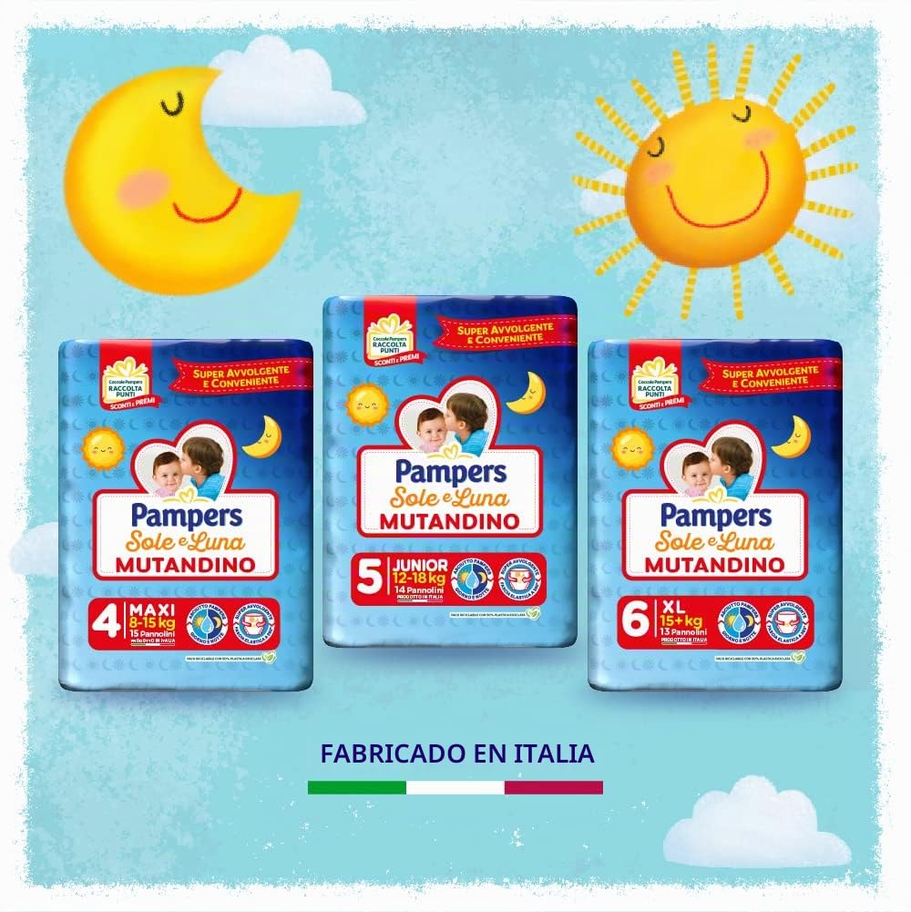 Pampers Sole e Luna - Pañal de braguita extragrande, talla 6 (15 + kg), 78 pañales
