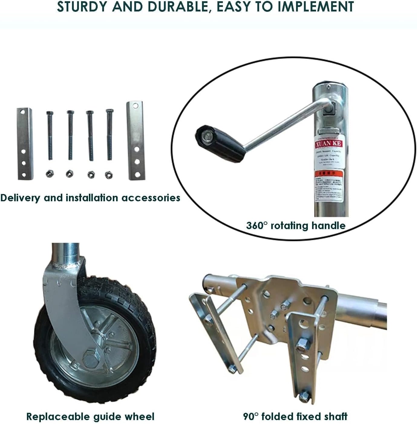 Trailer Jack Wheel - Boat Trailer Jack - Folding Jockey Wheel Support, Heavy-Duty Swivel Mount,1500 Lbs Capacity, 10.2'' Lift,8'' Steel Rim for Boat, Motorhome, Yacht,(