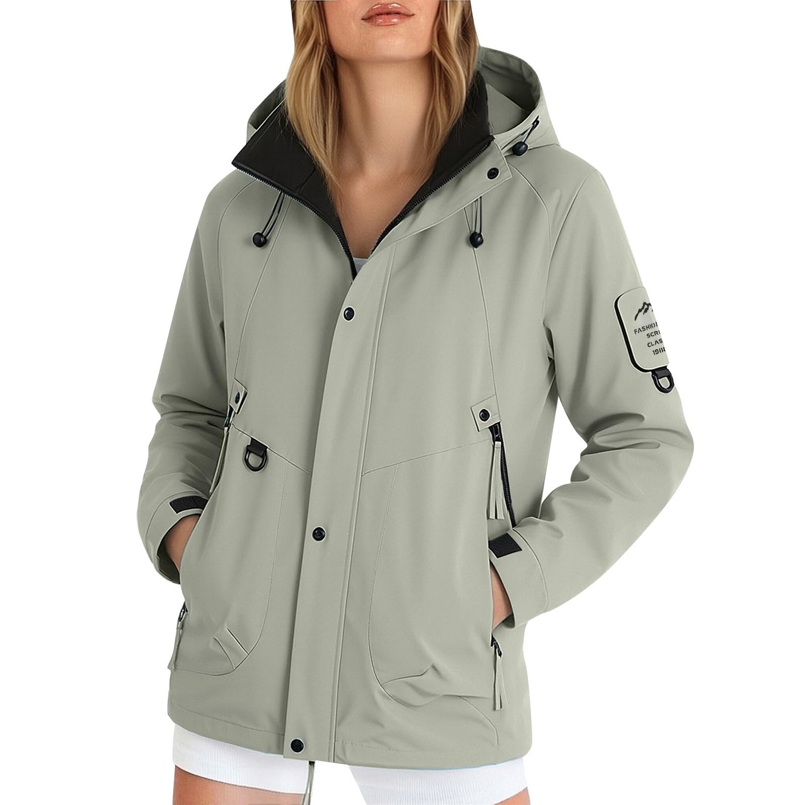 Chubasquero para mujer, resistente al agua, cortavientos, fina, chaqueta cortavientos para mujer, chaqueta fina para mujer, chaqueta de entretiempo con capucha, chaqueta de otoño, chaqueta deportiva