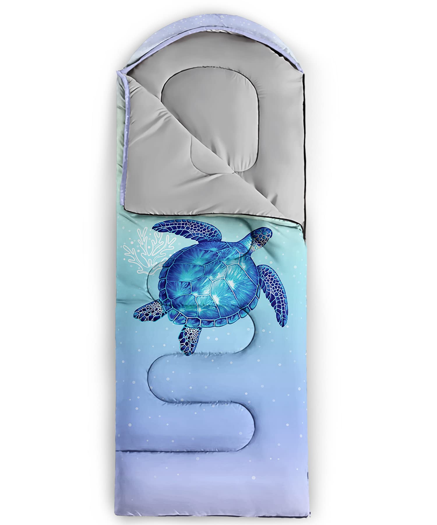 QOOMO Sacos de Dormir de Camping con diseño de Tortuga, 3 Estaciones, Clima cálido y Fresco, Ligero, Impermeable, Sacos de Dormir para Adultos y niños, Viajes y Exteriores, Equipo de Camping, 78,7 x
