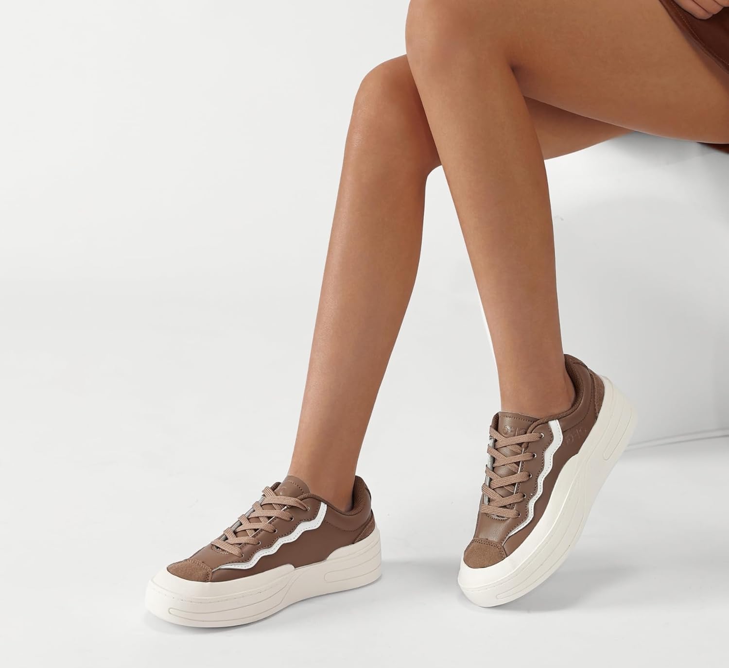 Women's Platform Sneakers-Genuine Leather Casual Walking Shoes-Non Slip Tennis Skate Shoes - Image 3