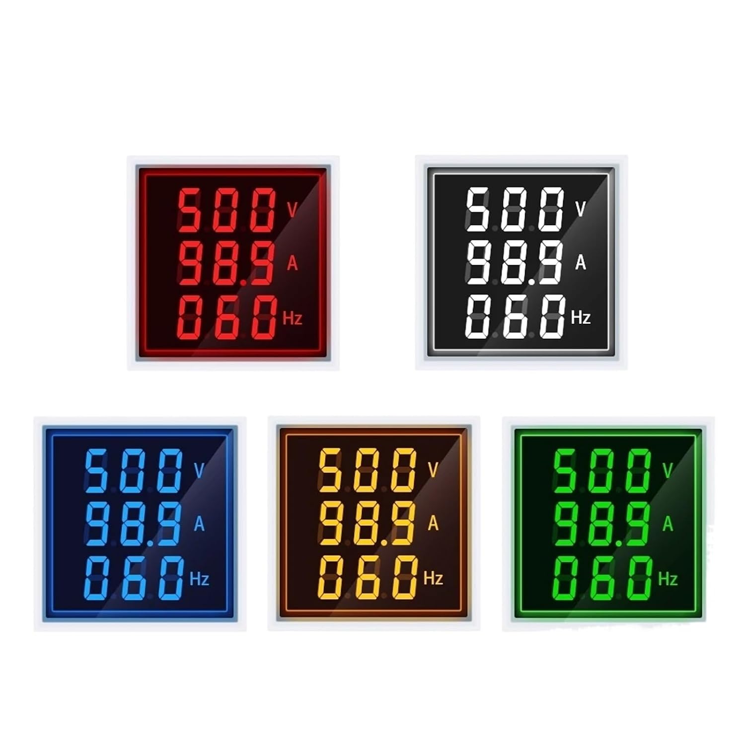 Led Voltmeter Digital AC 220 Display 60-500V 1-100A Digital Voltmeter Ammeter Frequency Voltage Meter Voltammeter Indicator(Square V A HZ,Red)