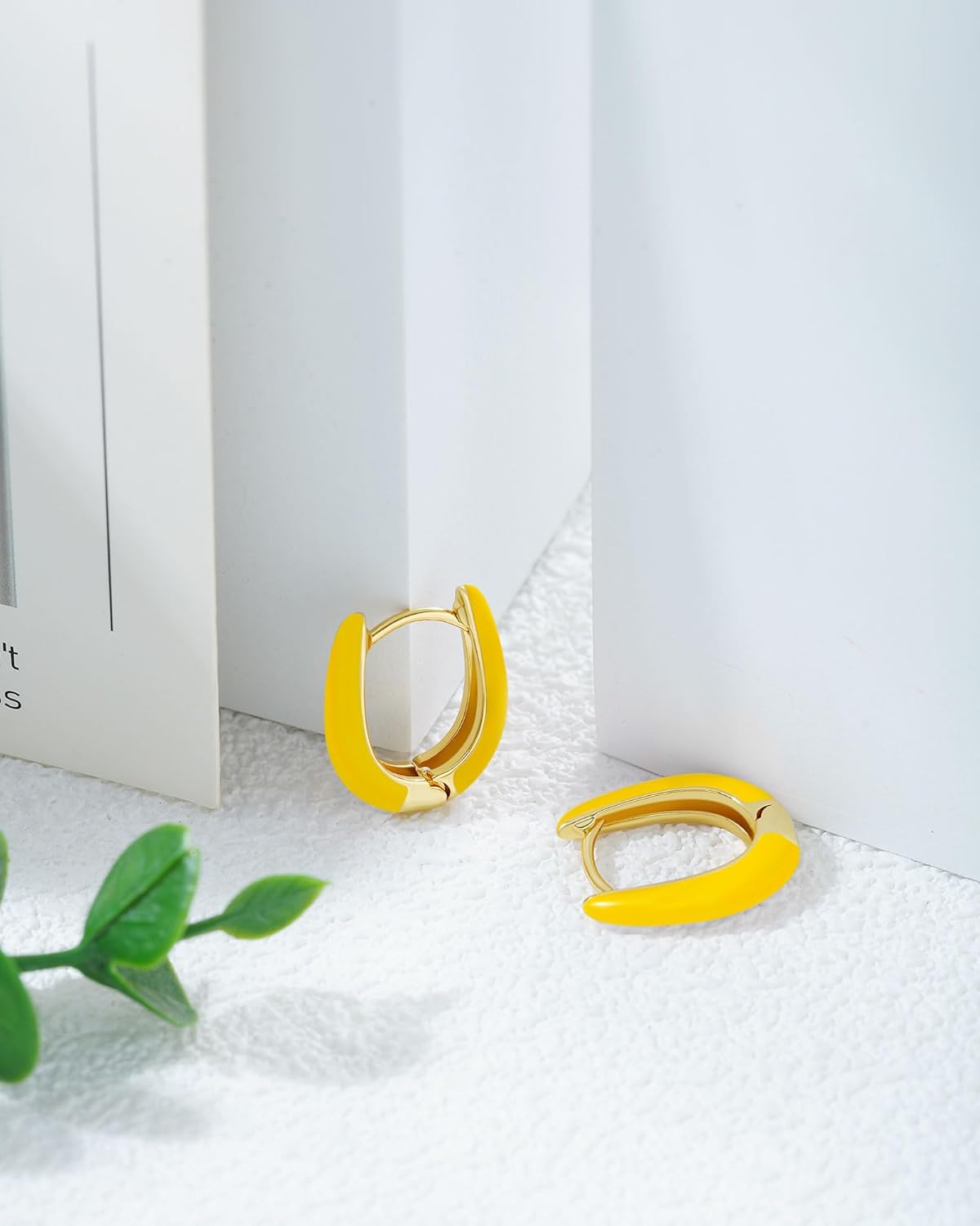 Lourny Small Hoop Earrings for Women, 18K Gold Plated Hypoallergenic Cute Enamel Huggie Earring Gifts for Women - Image 7