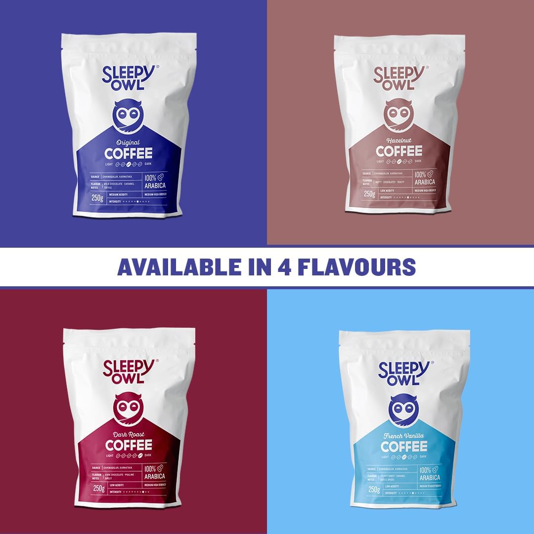 Sleepy Owl Original Ground Coffee | Medium Grind Coffee | Pour Over, Aeropress, Homemachine | Medium Roast | 100% Arabica | Freshly Roasted & Ground | 250g | Directly Sourced From Chikmagalur - Image 8 thumbnail