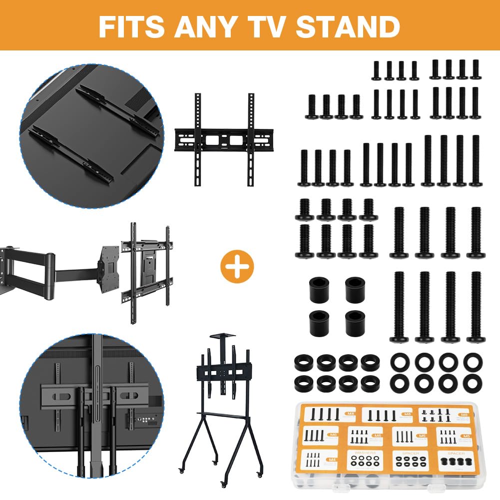 Flintronic Universal TV Mounting Hardware Kit, TV Bracket Screw, 68pcs Mounting Screws Works with TVs Up to 80'', Includes M4 - Image 3