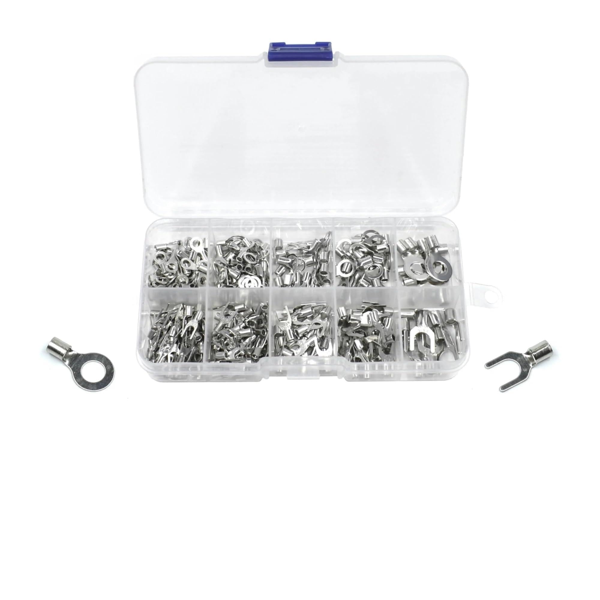 Taronix 320Pcs-Mixed-Box Copper Wire Lugs 320Pcs/Box Insulated Ring Fork Terminal Connector Kit - Quick Connect Panel Installation Copper Wire Shovel Terminal Group