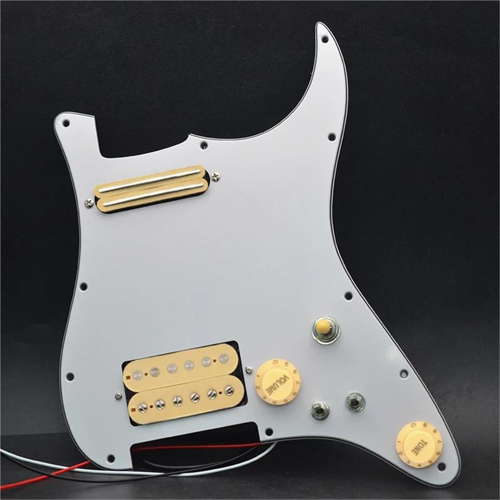 Con pastillas Humbucker Alnico 5 golpeador de guitarra precableado golpeador divisor de bobina HH Mini Humbucker + golpeador cargado Humbucker Kit Pastillas Pickguard(Yellow)