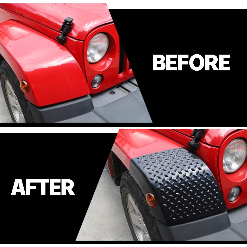 2pcs Front Wheel Eyebrow Corner Guards Protector Front Bumper Rear Body Armor Trims Cover for Jeep Wrangler JK 2007-2017 Exterior Accessories