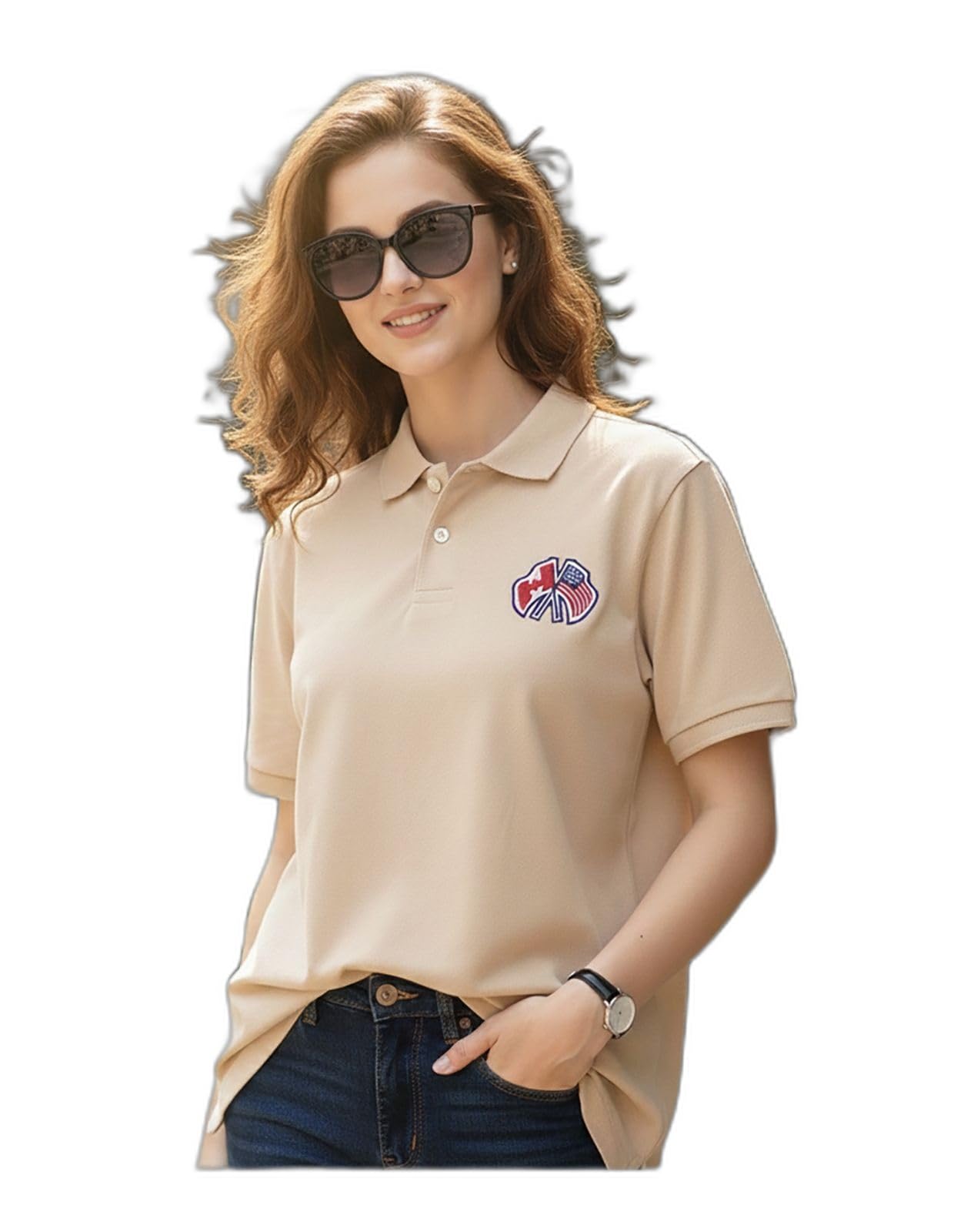 Merriment Solid Women Polo Neck Beige T-Shirt (BR1003-BEIGE_M)_PT-image-46