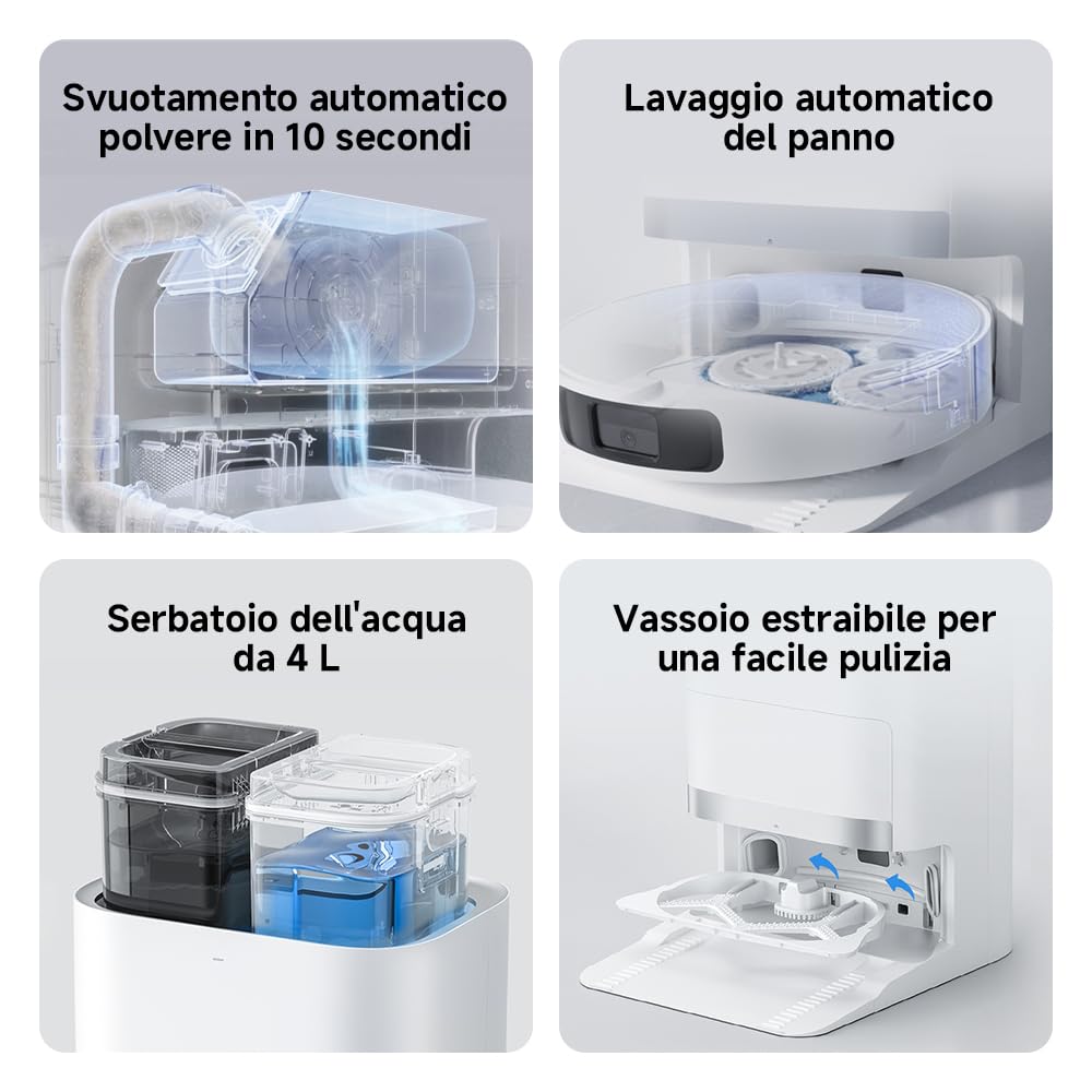 Xiaomi Robot Vacuum X20+, Robot Aspirapolvere Lavapavimenti, Stazione Smart All-in-one, Aspirazione 6.000 Pa, Navigazione Laser 3D, Lavaggio e Pulizia Pavimenti con Doppio Panno Rotante, Controllo App