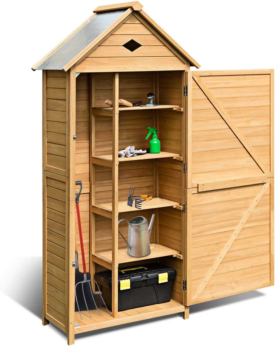 RELAX4LIFE Abri de Jardin 8,3m3 en PVC avec Porte Verrouillable, Abri à