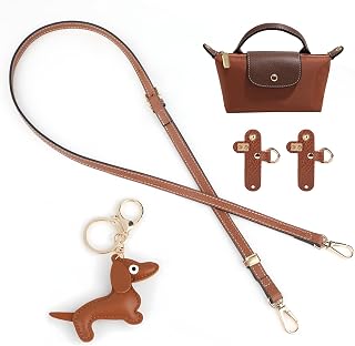 Leather Purse Strap Replacement for Longchamp Handbag, Crossbody Handbag Adjustable Bag Shoulder Purse Strap Conversion Kit (Brown Gold)